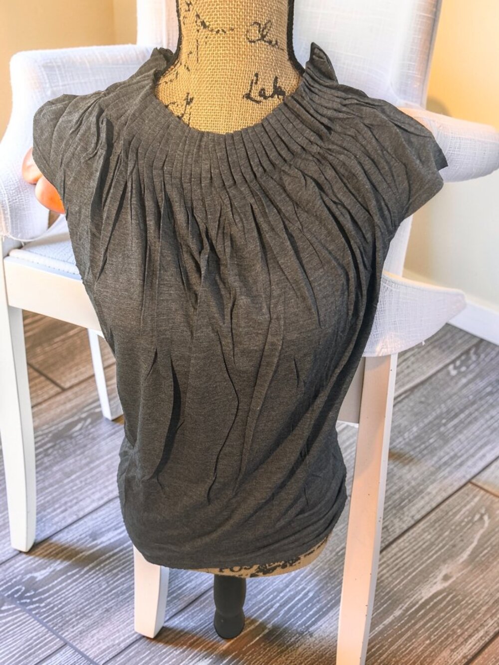 Rare Moda International Victoria's Secret Charcoal Pleated Modal Top Size M